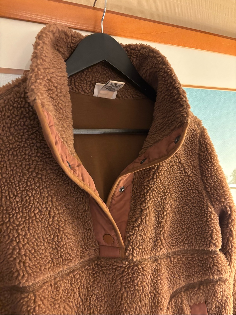 L.L. BEAN Women’s Brown Sherpa Snap-Front Pullover Size Small - Picture 7 of 9